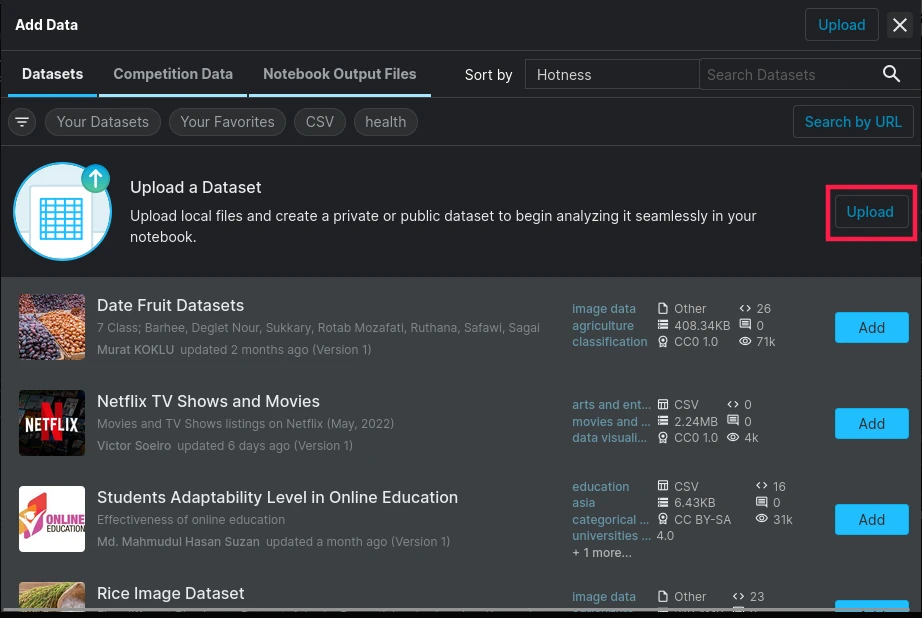 kaggle interface